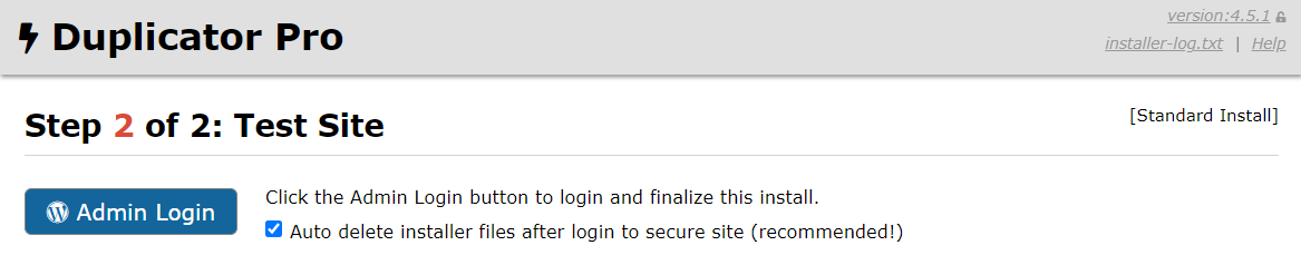 Hướng dẫn cài Theme (Mẫu giao diện) lên hosting với Duplicator 17 Bấm vào nút Admin Login