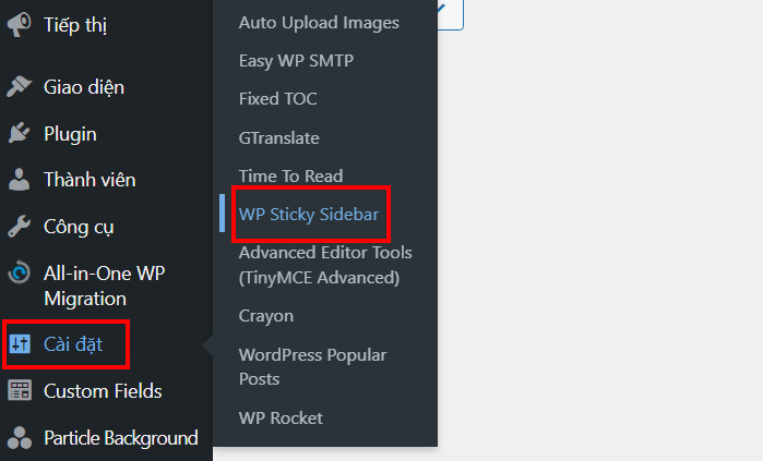 Cách tạo Widget cố định & cuộn linh hoạt đẹp mắt (Sticky Widget) 11 Cài đặt WP Sticky Sidebar