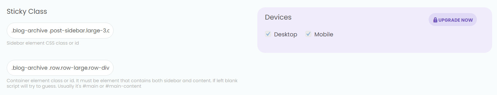 Cách tạo Widget cố định & cuộn linh hoạt đẹp mắt (Sticky Widget) 12 Chọn các Class