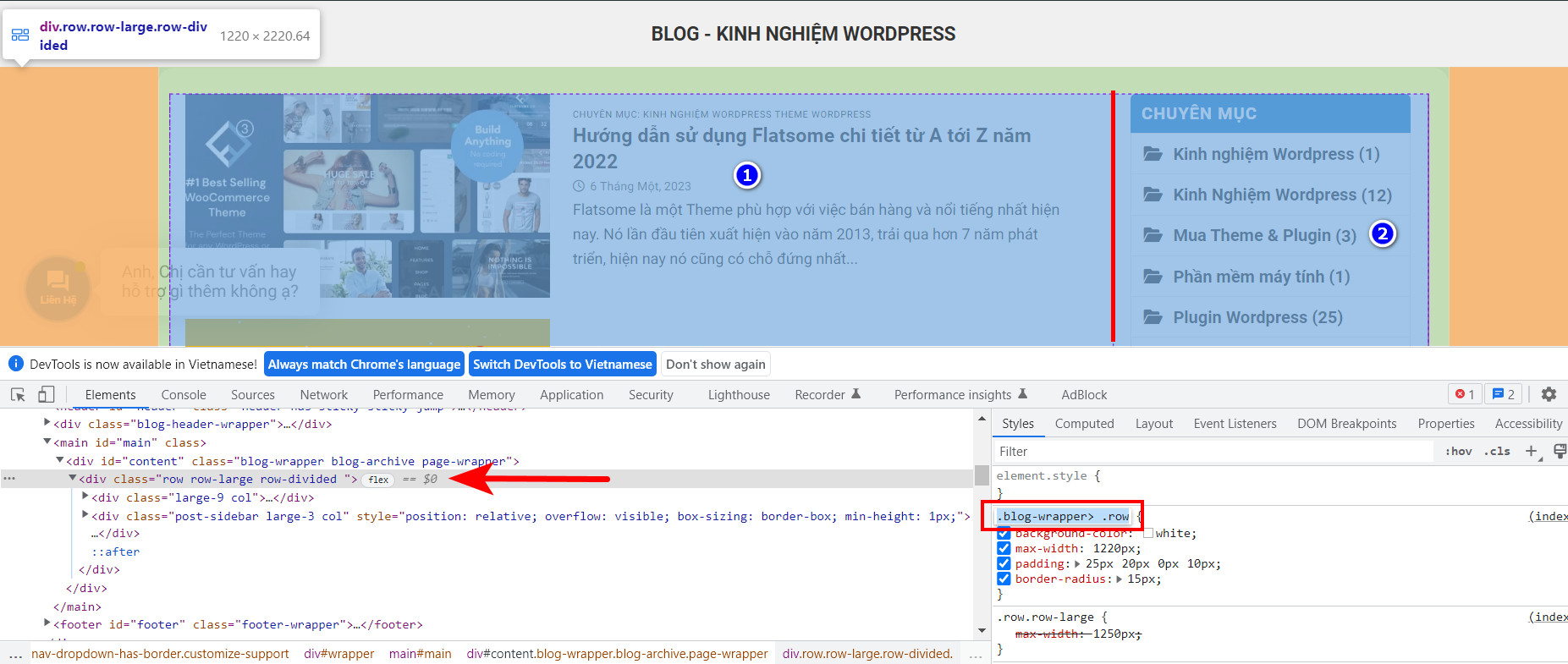 Cách tạo Widget cố định & cuộn linh hoạt đẹp mắt (Sticky Widget) 15 Copy Class cha bao ngoài Widget và Nội dung