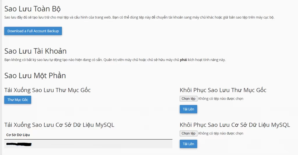 Hướng dẫn sao lưu và phục hồi dữ liệu Website WordPress 38 Sao lưu thủ công với Cpanel