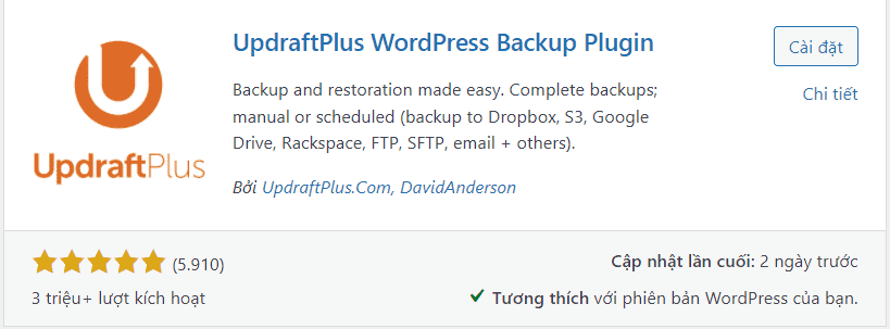 Hướng dẫn sao lưu và phục hồi dữ liệu Website WordPress 65 UpdraftPlus